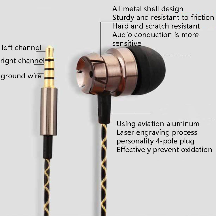 2 PCS EN500 3.5mm Plug Snake Pattern In-Ear Phone Earphone(Rose Gold) - In Ear Wired Earphone by PMC TechLife | Online Shopping South Africa | PMC TechLife