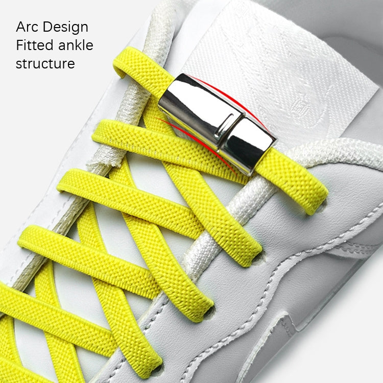 1 Pair SLK28 Metal Magnetic Buckle Elastic Free Tied Laces, Style: Silver Magnetic Buckle+White Shoelaces - shoelaces by PMC Jewellery | Online Shopping South Africa | PMC Jewellery