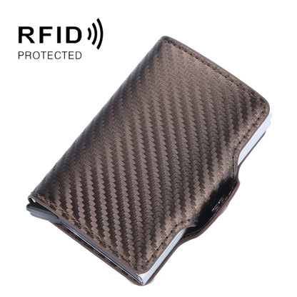 Baellerry K9172 RFID Double Aluminum Box Card Holder Automatic Pop-up Card Holder(Brown) - Antimagnetic RFID Package by Baellerry | Online Shopping South Africa | PMC Jewellery | Buy Now Pay Later Mobicred