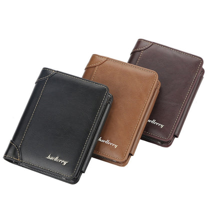 Baellerry D9159 Men Short Tri-Fold Zip Coin Purse Thin Card Holder(Black) - Wallets by Baellerry | Online Shopping South Africa | PMC Jewellery