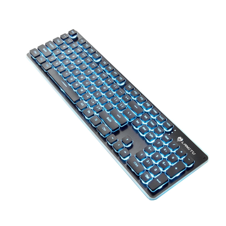 LANGTU L1 104 Keys USB Home Office Film Luminous Wired Keyboard, Cable Length:1.6m(Ice Blue Light Black) - Wired Keyboard by LANGTU | Online Shopping South Africa | PMC Jewellery | Buy Now Pay Later Mobicred