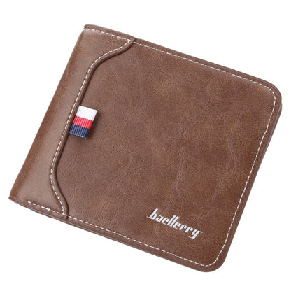 Baellerry Short Wallet Tri-fold Horizontal Coin Purse For Men(Dark Coffee) - Wallets by Baellerry | Online Shopping South Africa | PMC Jewellery | Buy Now Pay Later Mobicred