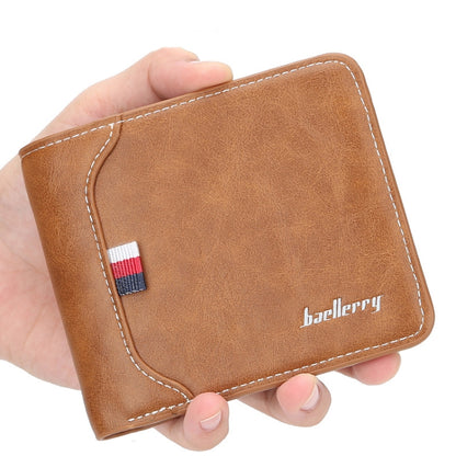 Baellerry Short Wallet Tri-fold Horizontal Coin Purse For Men(Dark Coffee) - Wallets by Baellerry | Online Shopping South Africa | PMC Jewellery | Buy Now Pay Later Mobicred