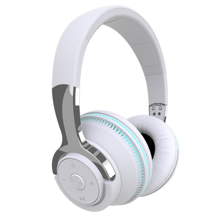 H2 Colorful Luminous Subwoofer Folding Retractable Card Wireless Bluetooth Headset(White) - Headset & Headphone by PMC Jewellery | Online Shopping South Africa | PMC Jewellery