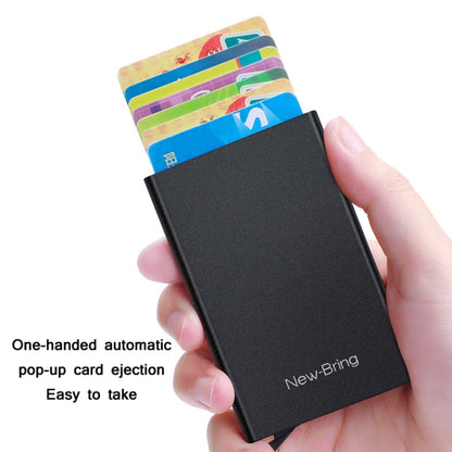 NEWBRING Metal Wallet Automatic Pop-up Anti-degaussing Card Holder, Colour: Black With Back Stickers - Antimagnetic RFID Package by NEWBRING | Online Shopping South Africa | PMC Jewellery | Buy Now Pay Later Mobicred