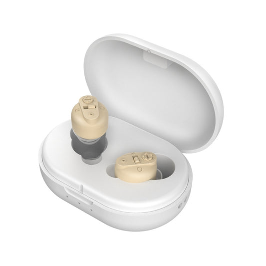 Old People Voice Amplifier Sound Collector Hearing Aid(Skin Color Double Machine + White Charging Bin) - Hearing Aids by PMC Jewellery | Online Shopping South Africa | PMC Jewellery