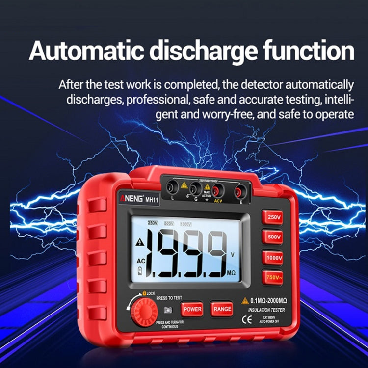 ANENG MH11 High Voltage Digital Insulation Resistance Voltage Tester(Red) - Current & Voltage Tester by ANENG | Online Shopping South Africa | PMC Jewellery | Buy Now Pay Later Mobicred