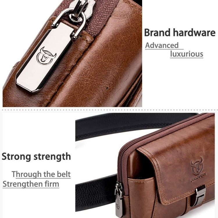 BULL CAPTAIN Multifunctional Leather Mobile Phone Small Waist Bag For Men(Vertical Brown) - Wallets by BULL CAPTAIN | Online Shopping South Africa | PMC Jewellery