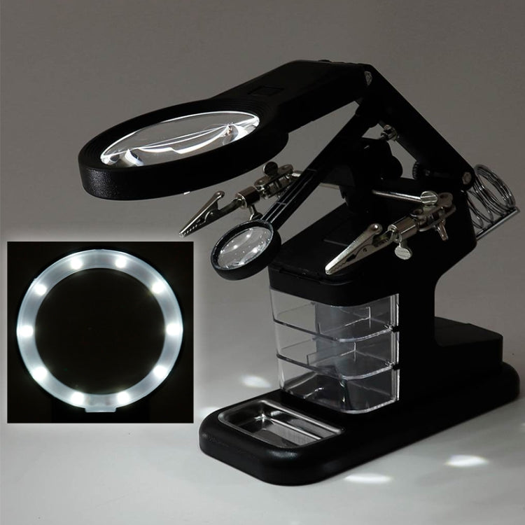 Desktop Multifunctional Chip Welding Repair Inspection Magnifying Glass with LED Light(Black) - Repair Platform by PMC TechLife | Online Shopping South Africa | PMC TechLife