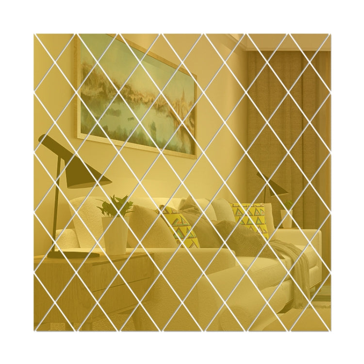 Rhombus Stitching Background Acrylic Mirror Decorative Stickers, Specification: Golden Large - free shipping - PMC TechLife - Order now!