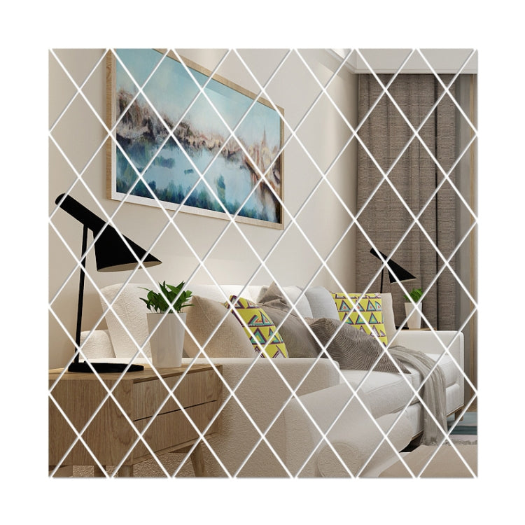 Rhombus Stitching Background Acrylic Mirror Decorative Stickers, Specification: Silver Small - Decorative Mirrors by PMC Jewellery | Online Shopping South Africa | PMC Jewellery