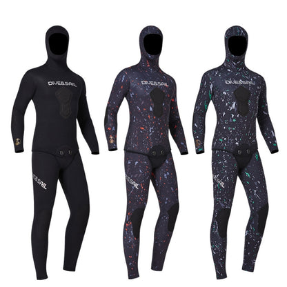 DIVE&SAIL 5mm Split Thick And Keep Warm Long Sleeves Hooded Diving Suit, Size: XXXL(Black) - Athletic Wear by DIVE&SAIL | Online Shopping South Africa | PMC Jewellery