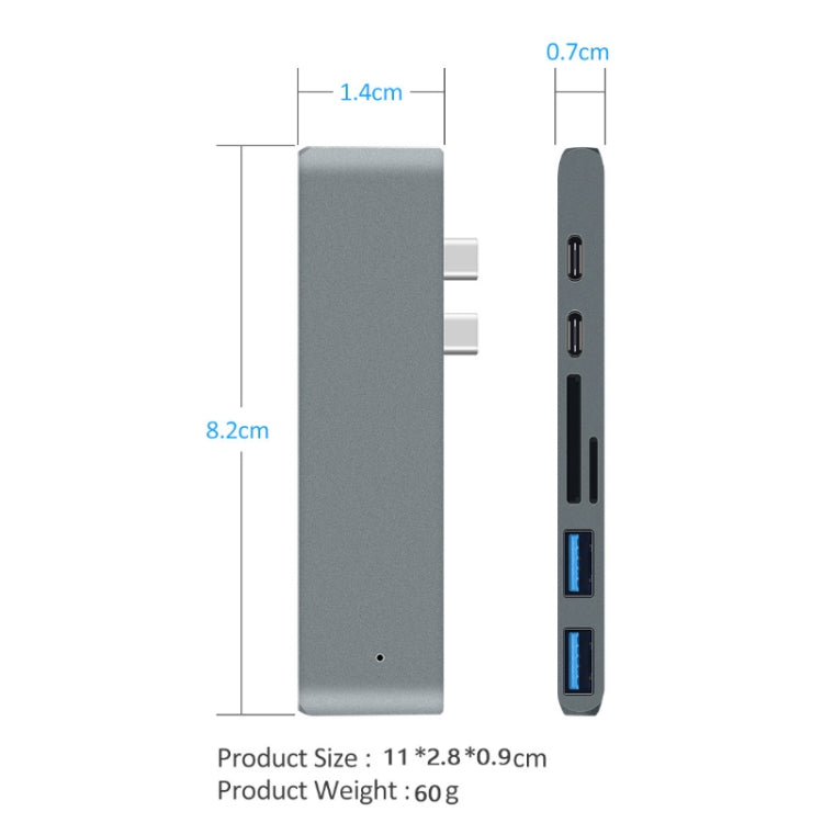 7 In 1 100W USB 3.1 To 20VPD+Card Reader Data+HUB+HDMI 4K Converter(Silver) - USB HUB by PMC TechLife | Online Shopping South Africa | PMC TechLife