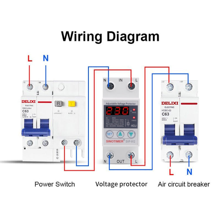 SINOTIMER SVP-912 Adjustable Self-resetting Intelligent Under-voltage Protector, Current: 40A - Other Tester Tool by SINOTIMER | Online Shopping South Africa | PMC TechLife | Buy Now Pay Later Mobicred