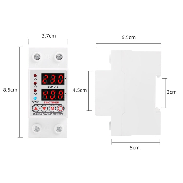 SINOTIMER SVP-918 Adjustable Self-resetting Intelligent  Over-voltage Under-voltage Protector, Current:  40A - Other Tester Tool by SINOTIMER | Online Shopping South Africa | PMC Jewellery