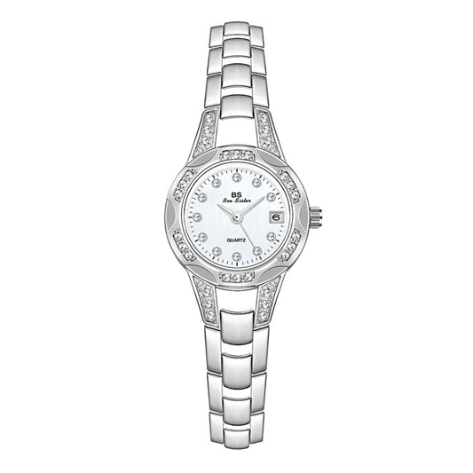 BS Bee Sister FA1679  Ladies Diamond Chain Watch Cute Small Round Watch With Calendar(Silver) - Alloy Watches by BS Bee Sister | Online Shopping South Africa | PMC Jewellery | Buy Now Pay Later Mobicred