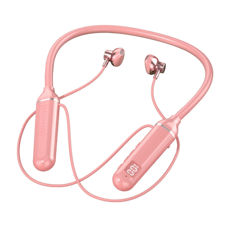 YD-36 Wireless Bluetooth Neck-mounted Earphone with Digital Display Function(Pink) - Neck-mounted Earphone by PMC Jewellery | Online Shopping South Africa | PMC Jewellery