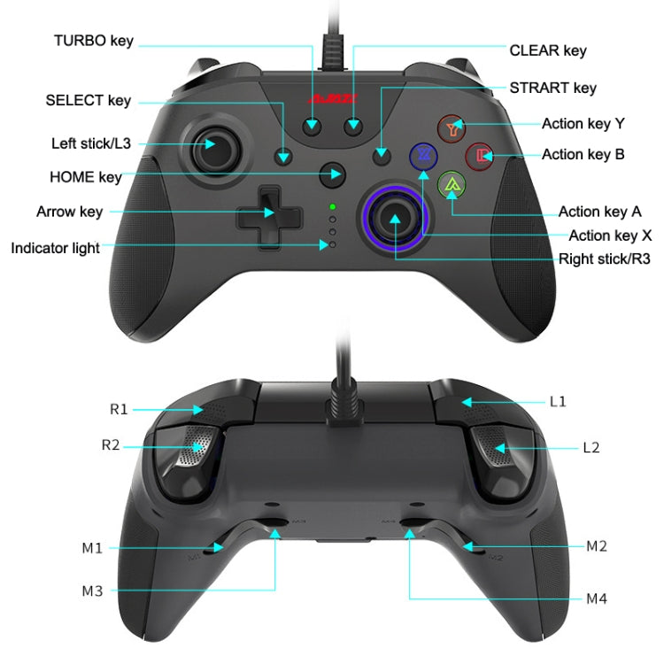 Ajazz AG110 Wired Vibration Sensing Gamepad For Xbox, Cable Length: 2m(Black) - Gamepad by Ajazz | Online Shopping South Africa | PMC Jewellery