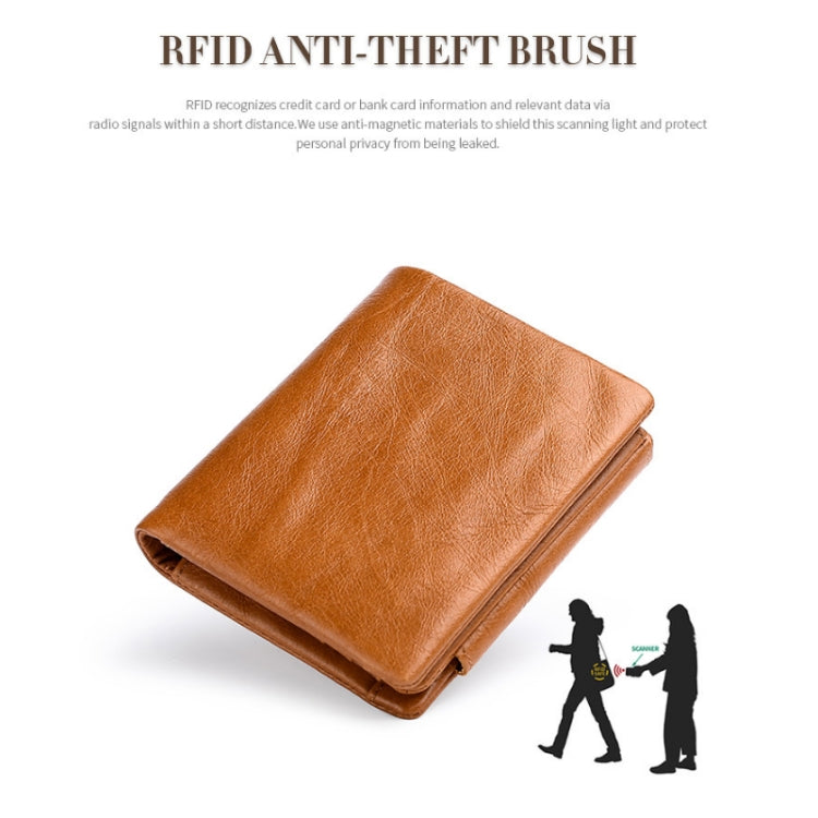 TP-191 RFID Multifunctional Tri-Fold Retro Men Genuine Leather Wallet(Brown) - Antimagnetic RFID Package by PMC TechLife | Online Shopping South Africa | PMC TechLife | Buy Now Pay Later Mobicred