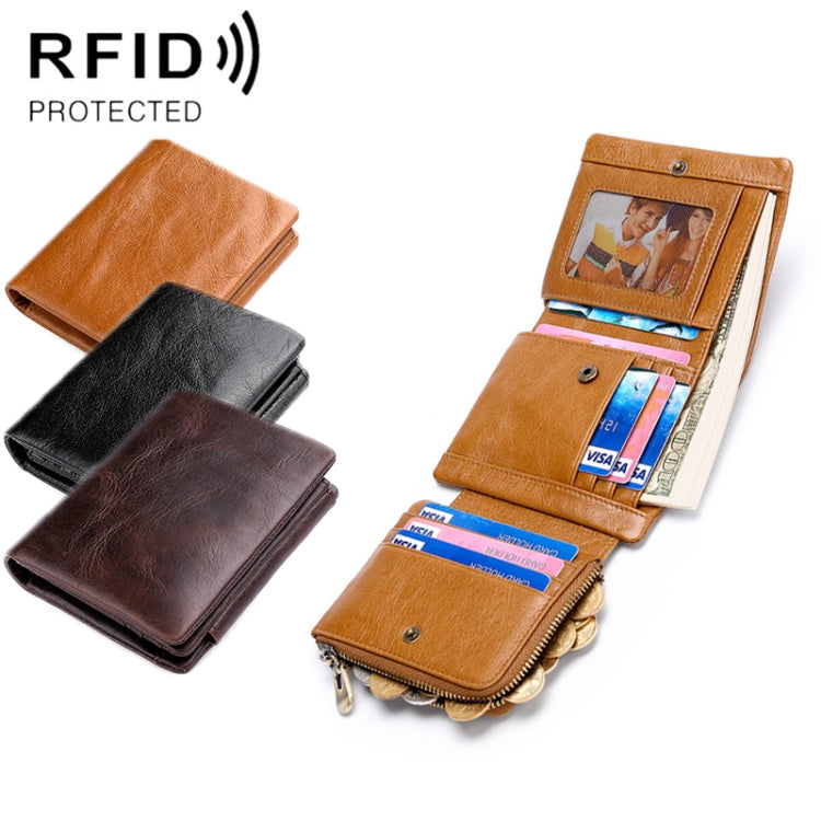 TP-191 RFID Multifunctional Tri-Fold Retro Men Genuine Leather Wallet(Brown) - Antimagnetic RFID Package by PMC Jewellery | Online Shopping South Africa | PMC Jewellery | Buy Now Pay Later Mobicred