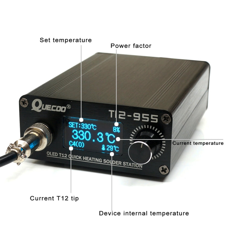 QUECOO 1.3-inch Screen Constant Temperature Soldering Iron, Set: US Plug (955+M8) - free shipping - PMC TechLife - Order now!