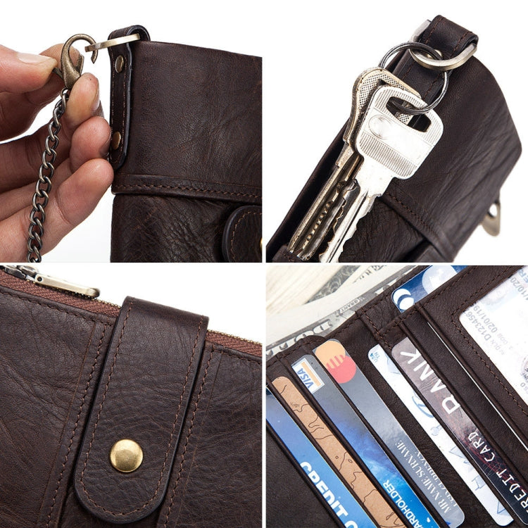 BP804 RFID Anti-Theft Wallet Multi-Function Buckle Zipper Retro Leisure Coin Purse(Brown) - Antimagnetic RFID Package by PMC Jewellery | Online Shopping South Africa | PMC Jewellery | Buy Now Pay Later Mobicred