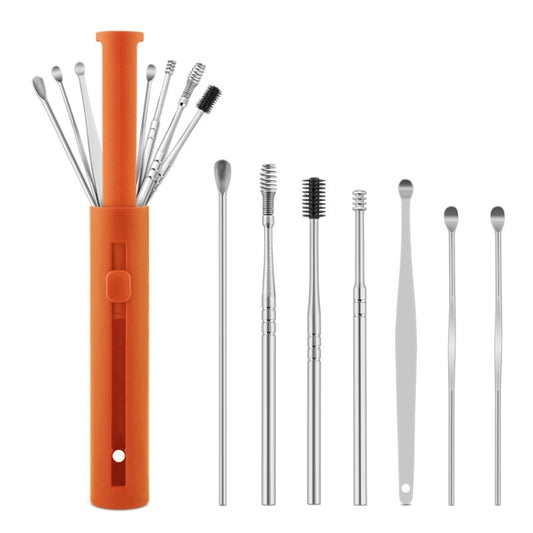 2 Packs Push-Pull Cylinder Storage Ear Scoop Set, Specification: 7 PCS/Set Orange - Ear Care Tools by PMC Jewellery | Online Shopping South Africa | PMC Jewellery