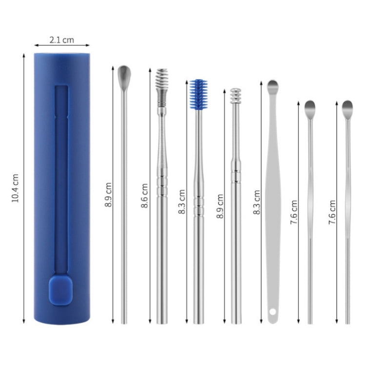2 Packs Push-Pull Cylinder Storage Ear Scoop Set, Specification: 7 PCS/Set Blue - Ear Care Tools by PMC TechLife | Online Shopping South Africa | PMC TechLife | Buy Now Pay Later Mobicred