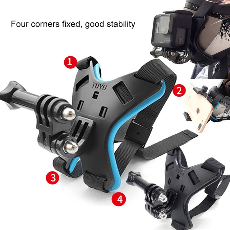 TUYU Motorcycle Helmet Chin Action Camera Mobile Phone Mounting Bracket Blue Bracket - Helmet Mount by TUYU | Online Shopping South Africa | PMC Jewellery