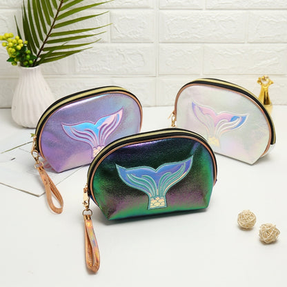 Semicircle Cartoon Fishtail Laser Makeup Toiletry Bag(Light Pink) - Storage Boxes by PMC Jewellery | Online Shopping South Africa | PMC Jewellery