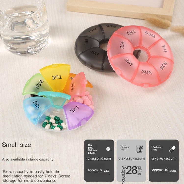 2 PCS Round 7 Days Rainbow Color Portable Pill Box Plastic Seven Grid(Light Blue) - free shipping - PMC TechLife - Order now!