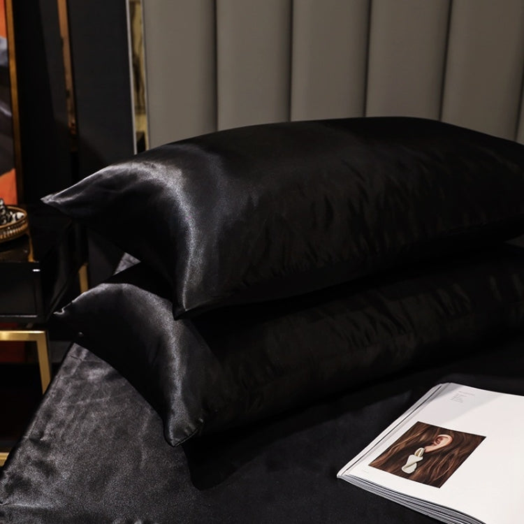 2 Pairs Ice Silk Pillowcase Home Textile Bedding, Size: 50x75cm(Black) - free shipping - PMC TechLife - Order now!