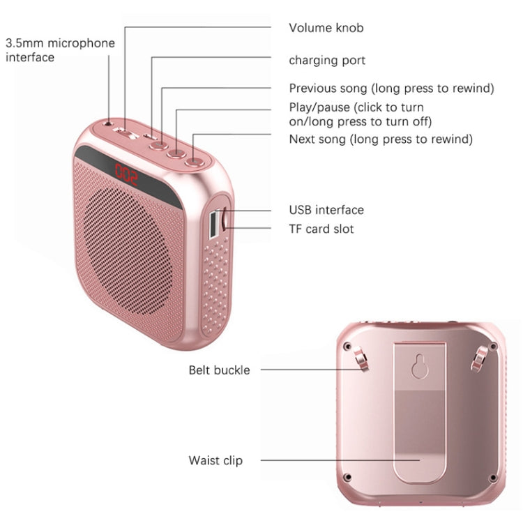 S17 Mini Portable Tour Guide Teaching Loudspeaker with Screen Display(Cool Black) - Loudspeaker by PMC TechLife | Online Shopping South Africa | PMC TechLife