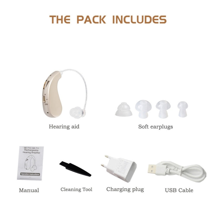 Portable Rechargeable Invisible Hearing Aid EU Plug(Gold) - Hearing Aids by PMC Jewellery | Online Shopping South Africa | PMC Jewellery