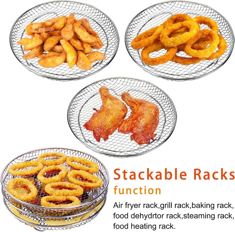 Air Fryer Accessories 8-inch Three Layer Round Grill Steam Rack - free shipping - PMC TechLife - Order now!