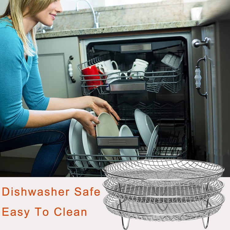 Air Fryer Accessories 8-inch Three Layer Round Grill Steam Rack - free shipping - PMC TechLife - Order now!
