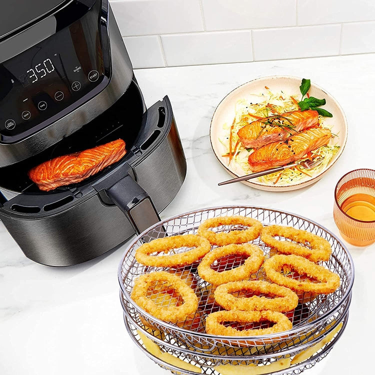 Air Fryer Accessories 8-inch Three Layer Round Grill Steam Rack - free shipping - PMC TechLife - Order now!