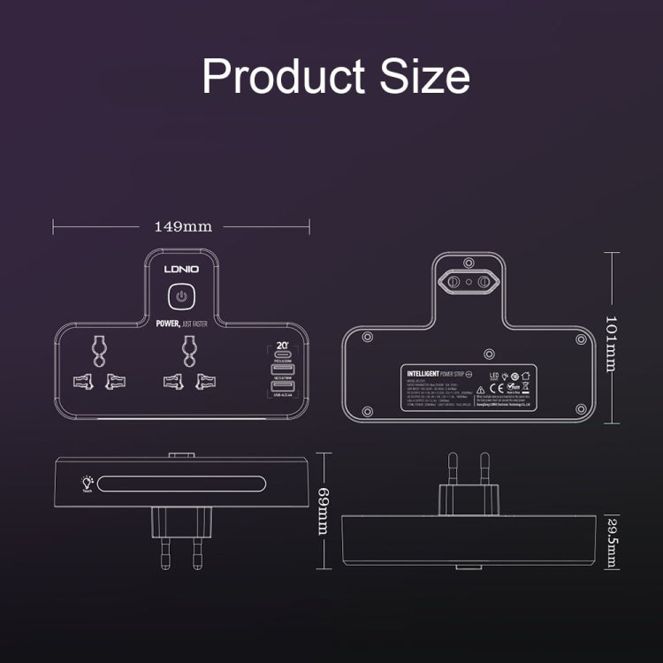LDNIO SC2311 20W PD+QC 3.0 Multifunctional Home Fast Charging Socket with Night Light, Spec: US Plug - Extension Socket by LDNIO | Online Shopping South Africa | PMC Jewellery | Buy Now Pay Later Mobicred