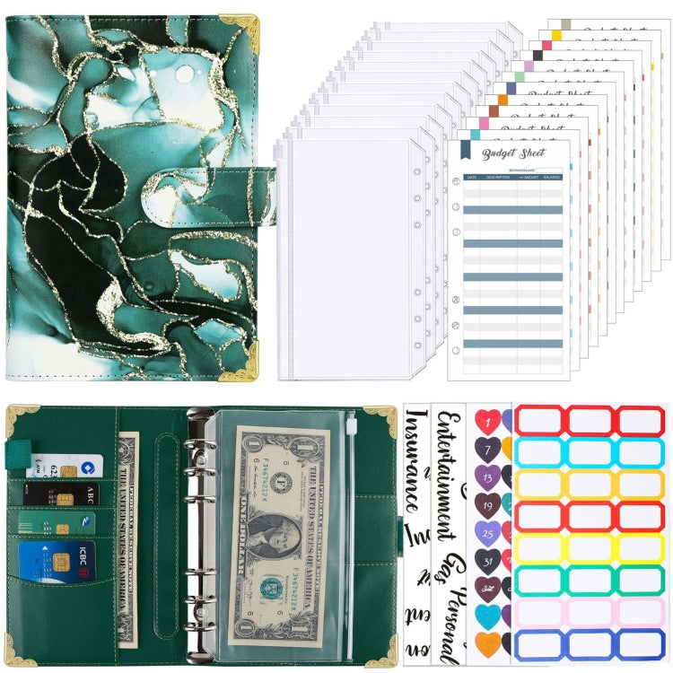A6 Leather Loose-leaf Budget Book Handbook Notepad(Ink Green) - Notebooks by PMC TechLife | Online Shopping South Africa | PMC TechLife