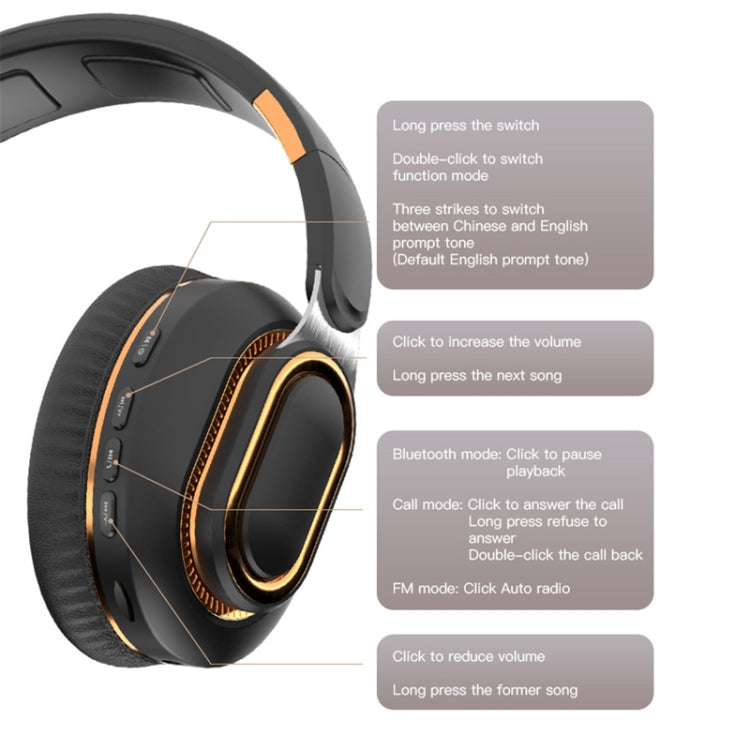 H7 Foldable Wireless Bluetooth Headset With Microphone Support TF Card, AUX(Gray) - Headset & Headphone by PMC TechLife | Online Shopping South Africa | PMC TechLife