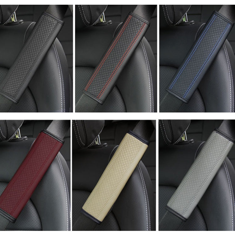Fiber Leather Embossed Car Seat Belt Shoulder Cover Protector 6.5X23cm(Wine Red) - Seat Belts & Padding by PMC TechLife | Online Shopping South Africa | PMC TechLife