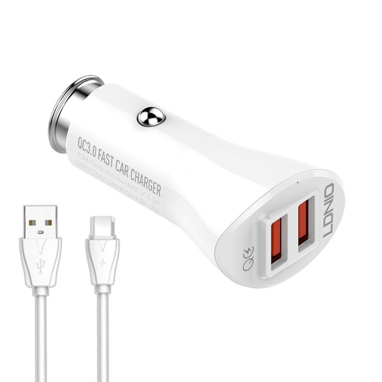 LDNIO C511Q 36W QC 3.0 Phone Fast Charger Dual-USB Ports Smart Car Charger with Micro USB Cable - Car Charger by LDNIO | Online Shopping South Africa | PMC Jewellery