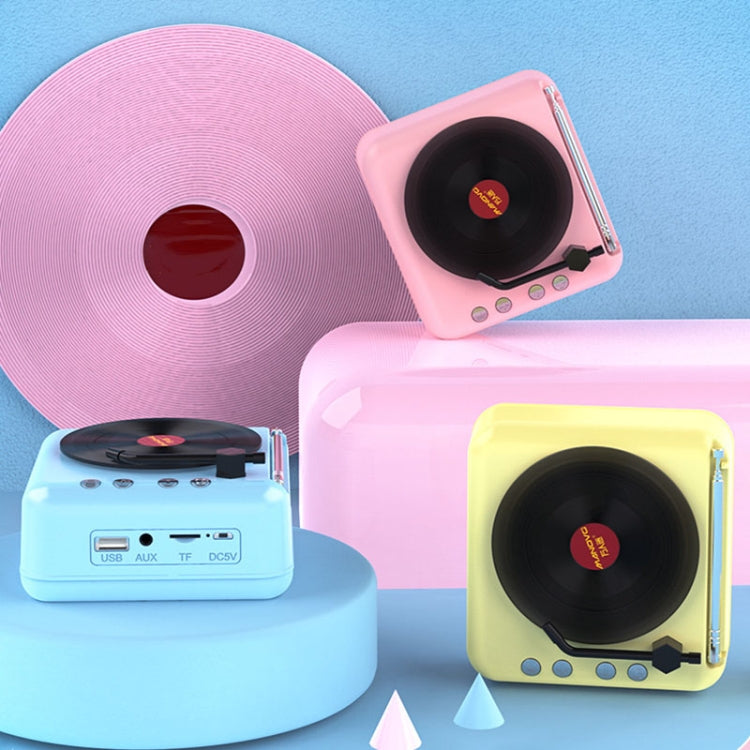 Manovo H3 Macaron Vinyl Record Player Bluetooth Speaker Retro Radio Stereo(Pink) - Mini Speaker by Manovo | Online Shopping South Africa | PMC Jewellery