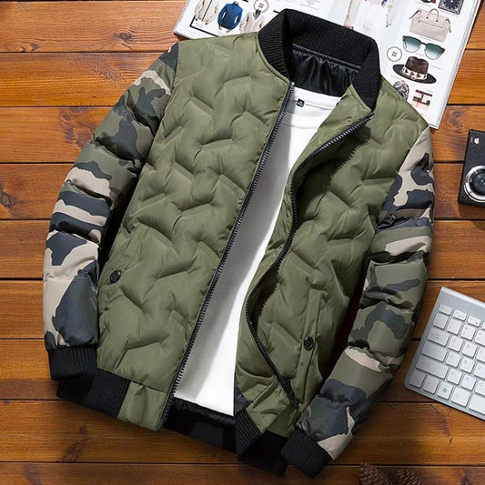 Men Jacket Winter Down Cotton Jacket Camouflage Baseball Jacket, Size: 4XL(Green) - Cardigan by PMC Jewellery | Online Shopping South Africa | PMC Jewellery