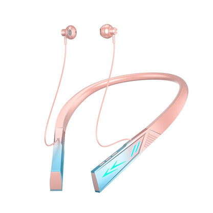 E68 Bluetooth V5.2 Earphones Magnetic Sport Neckband Wireless Headphones With Mic(Gradient Pink) - Neck-mounted Earphone by PMC Jewellery | Online Shopping South Africa | PMC Jewellery