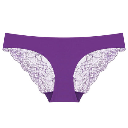 606 3pcs Sexy Lace One-piece Perspective Low-waist Ladies Underwear, Size: S(Deep Purple) - Ladies Underwear by PMC Jewellery | Online Shopping South Africa | PMC Jewellery