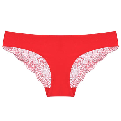 606 3pcs Sexy Lace One-piece Perspective Low-waist Ladies Underwear, Size: XL(Red) - Ladies Underwear by PMC Jewellery | Online Shopping South Africa | PMC Jewellery