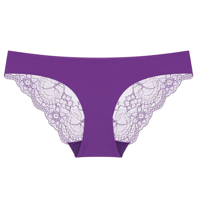 606 3pcs Sexy Lace One-piece Perspective Low-waist Ladies Underwear, Size: XL(Deep Purple) - Ladies Underwear by PMC Jewellery | Online Shopping South Africa | PMC Jewellery
