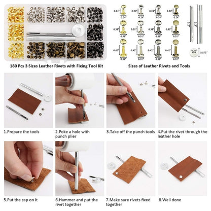 360pcs Copper Leather Hollow Cap Double-Sided Rivet Set With Punching Pliers - DIY Apparel Sewing by PMC Jewellery | Online Shopping South Africa | PMC Jewellery