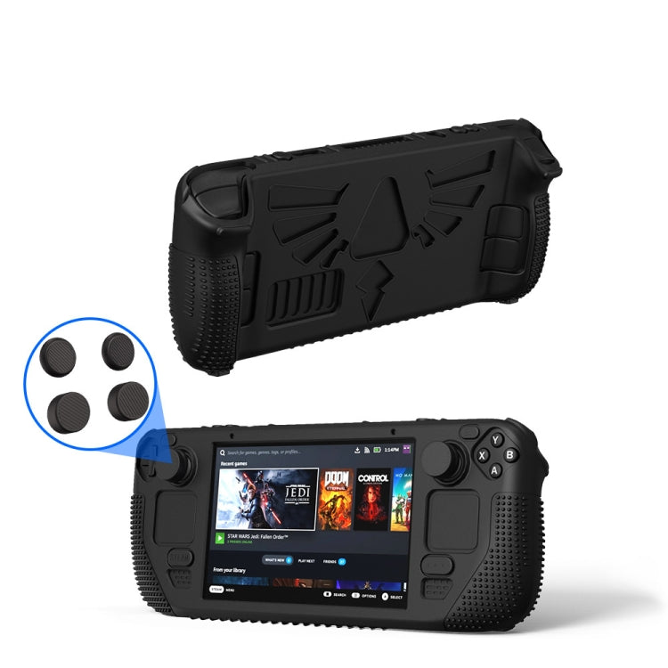 For Steam Deck V V4-1 Pocket Consoles Silicone Non-slip Protective Case with Holder Function(Black) - Accessories by PMC Jewellery | Online Shopping South Africa | PMC Jewellery